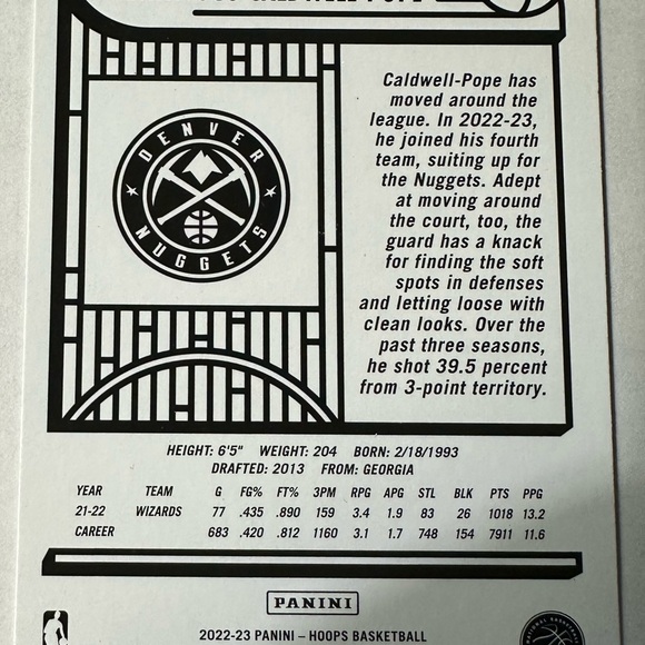 Panini NBA Hoops Trading Card - Kentavious Caldwell-Pope - Picture 2 of 2